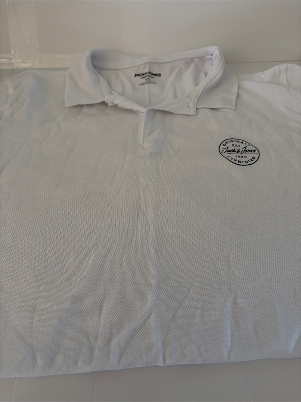 Jack & Jones White Polo with Branded Chest Patch
